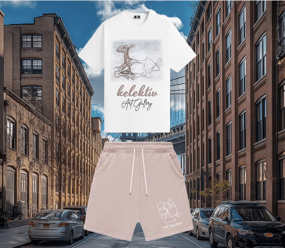 White Tee With The GOAT By Picasso Print In Mauve