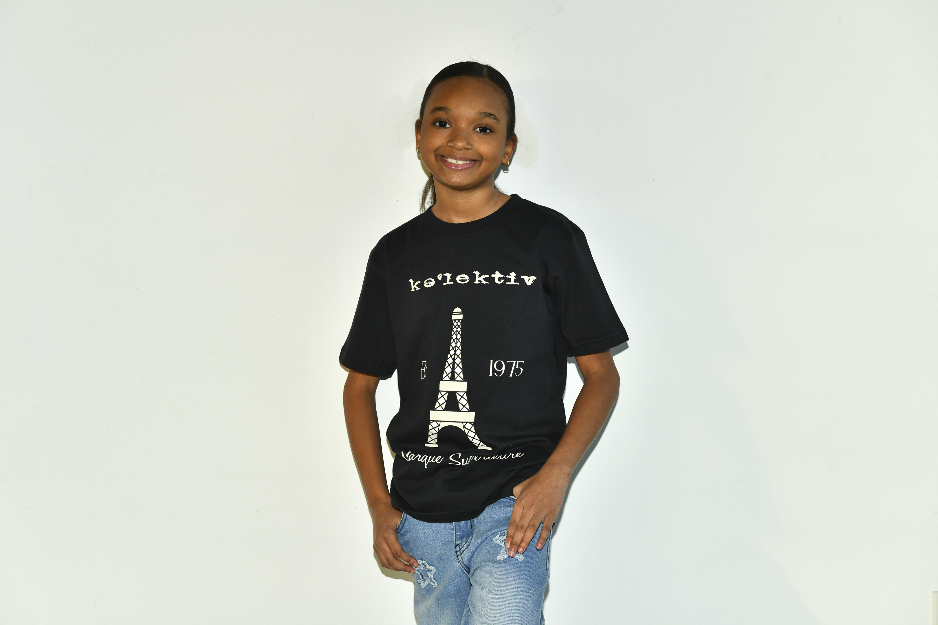 Kid's black Eiffel Tower Tee