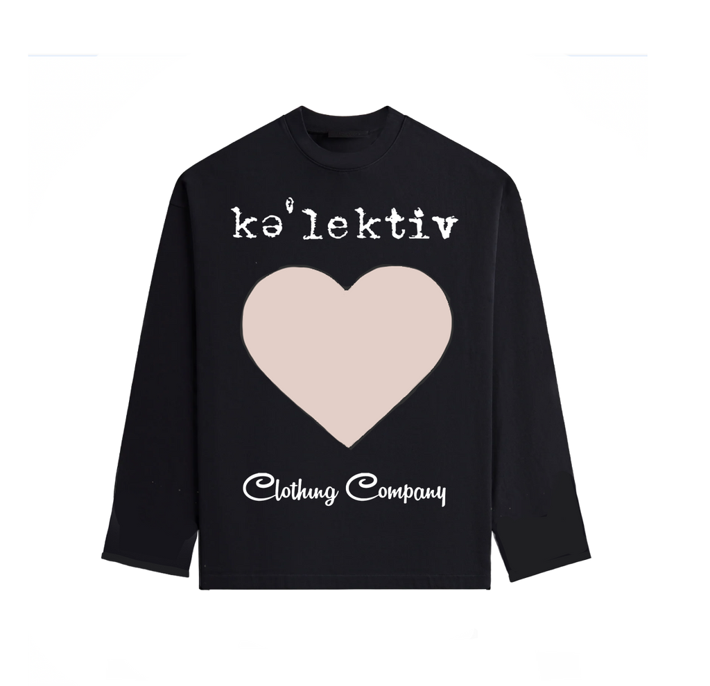 Kid's Black Tee With Heart Print On The Front