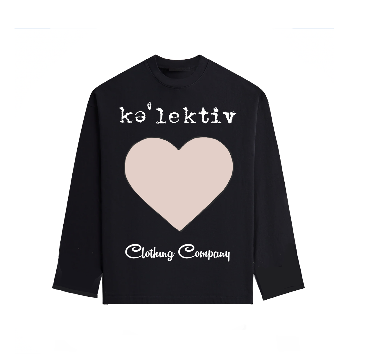 Kid's Black Tee With Heart Print On The Front