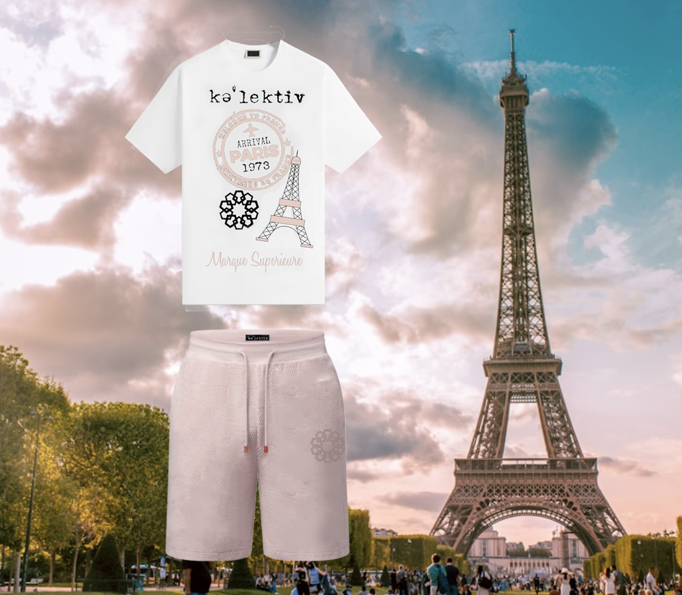 Adult White Tee With Paris Passport Print