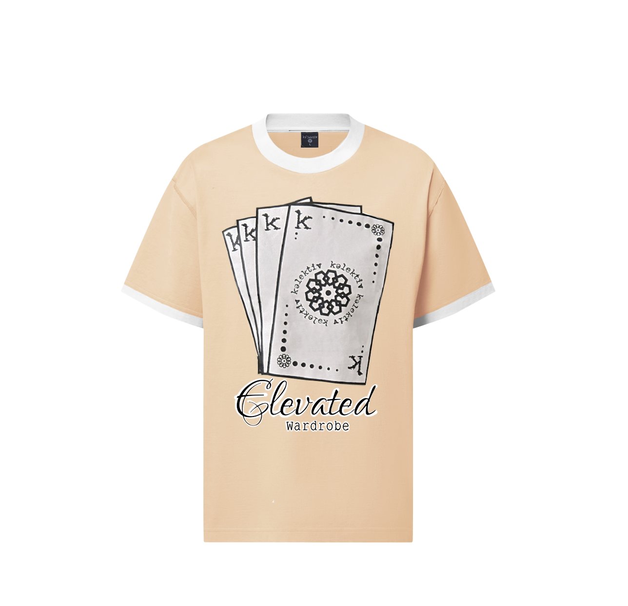 Adult Cream Tee With Card Print