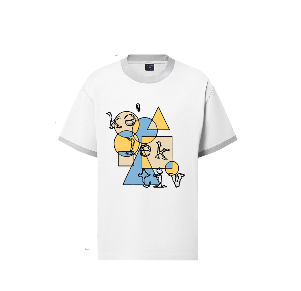 Adult White Tee With Geometric Print