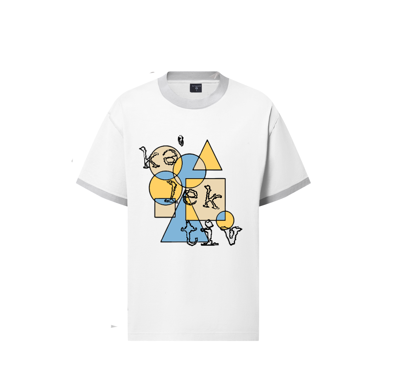 Adult White Tee With Geometric Print