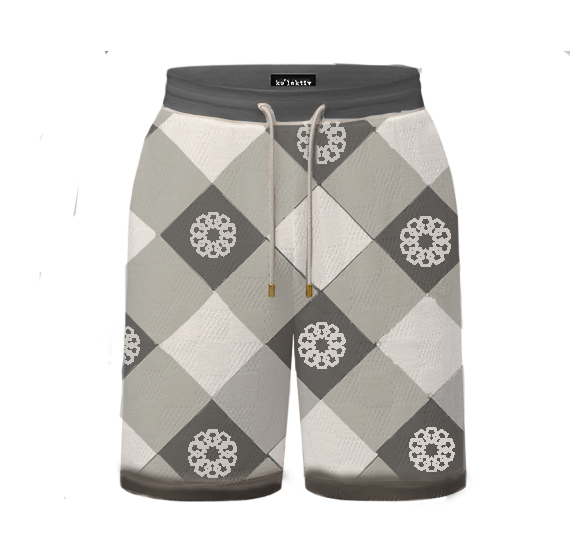 French Terry Plaid Motif Adult Shorts