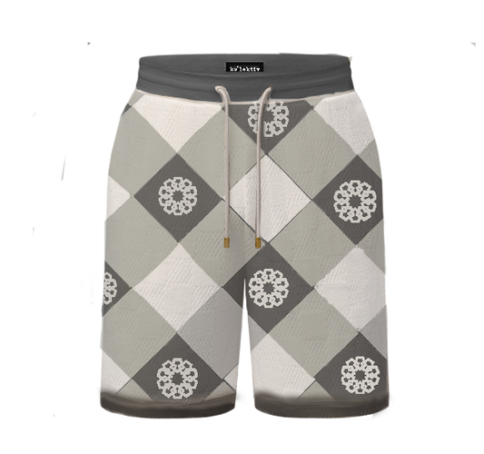 French Terry Plaid Motif Adult Shorts