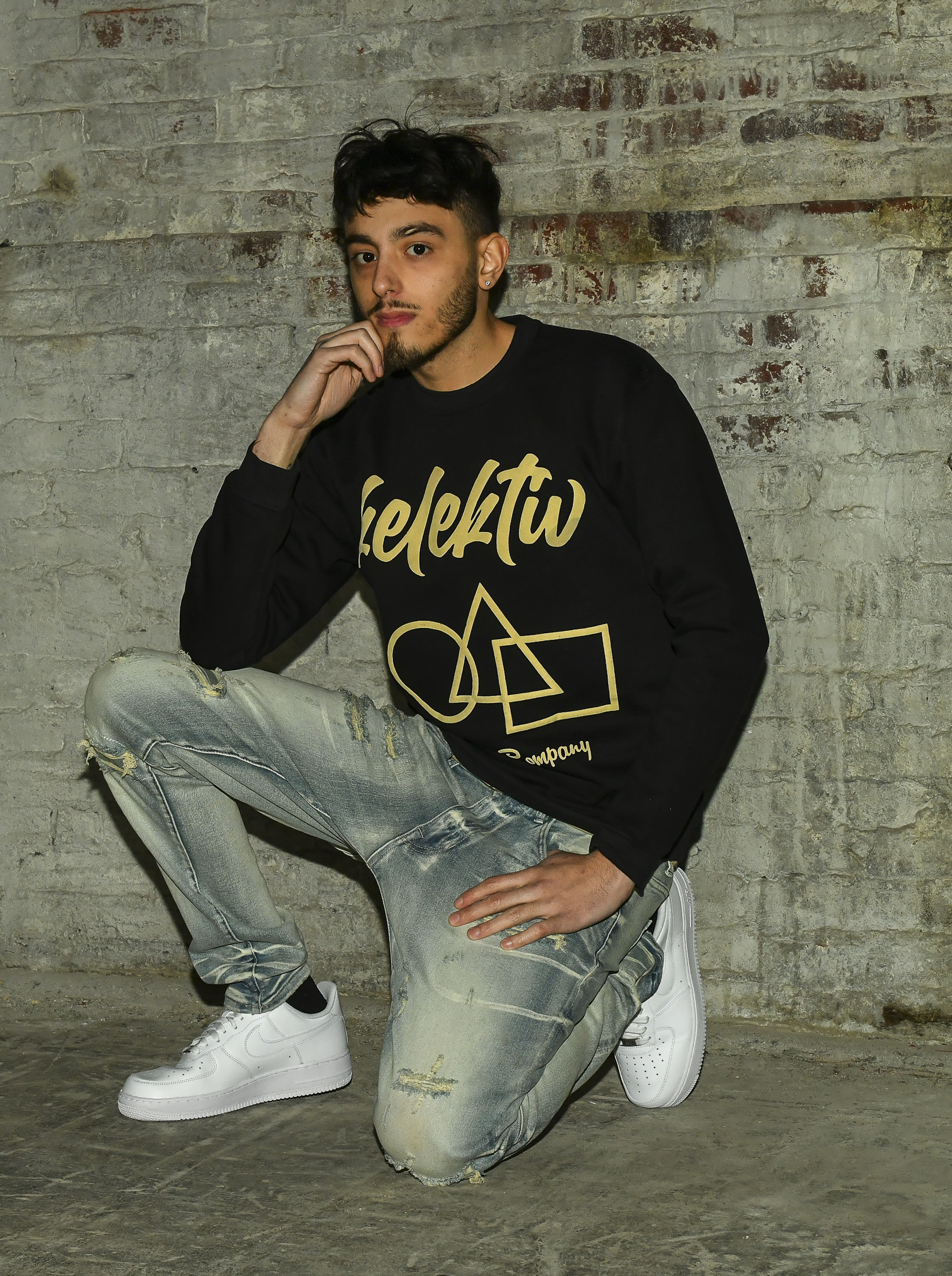 Adult Black Sweater With Geometric Print