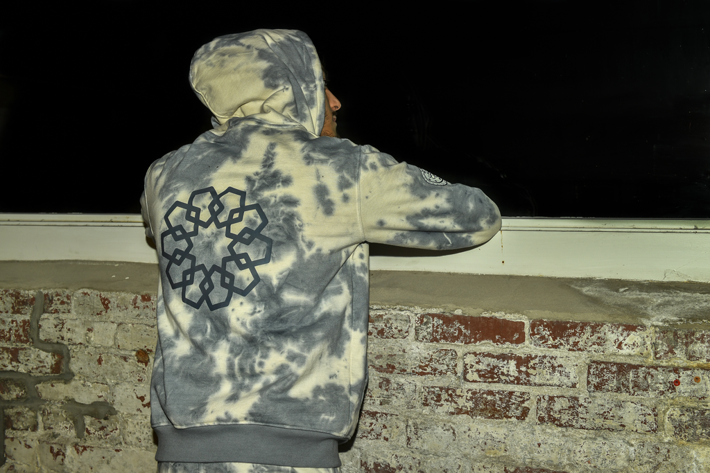 Adult Blue Acid Washed Hooded Sweater