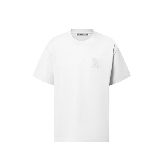 Kid's all white tee with big bunny head on the rear