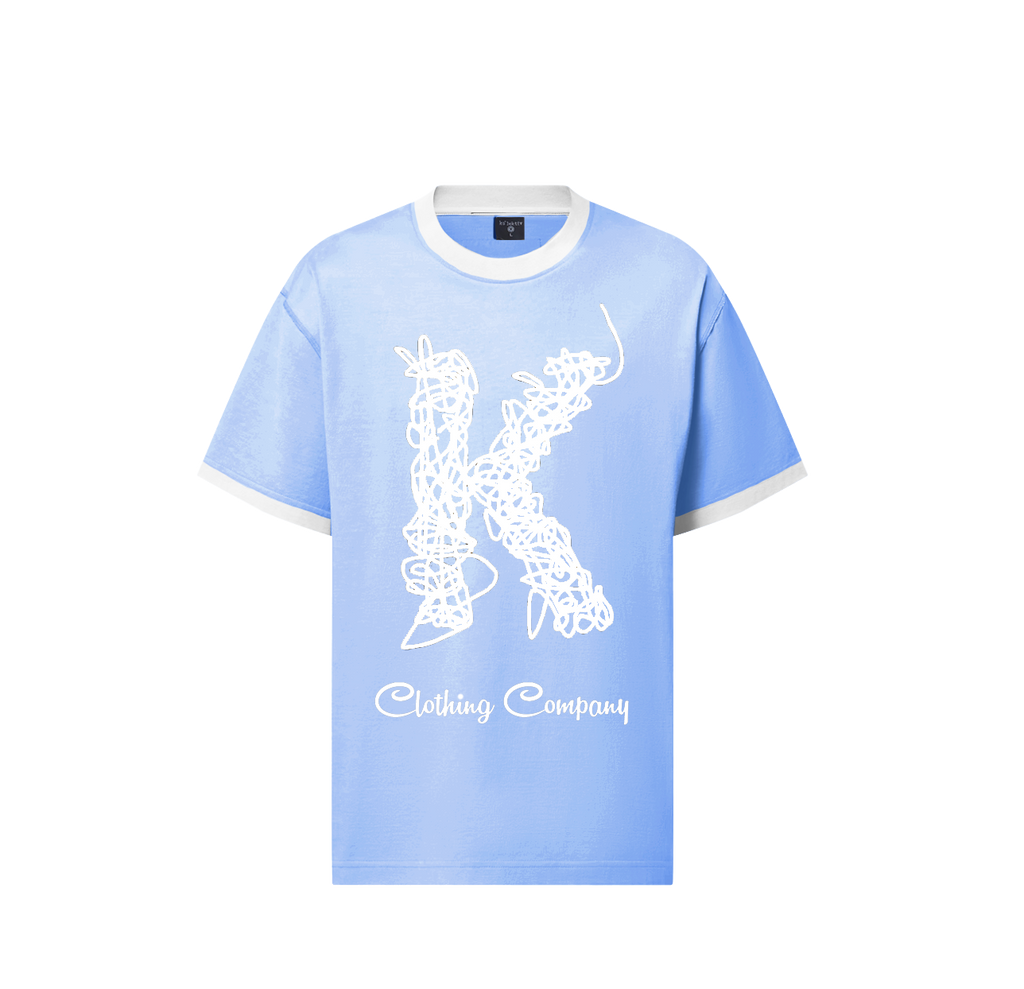 Adult Sky Blue Tee With Scribbled K Print
