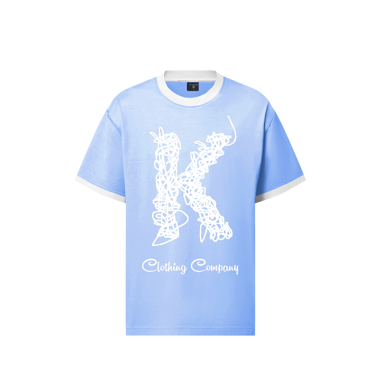Adult Sky Blue Tee With Scribbled K Print
