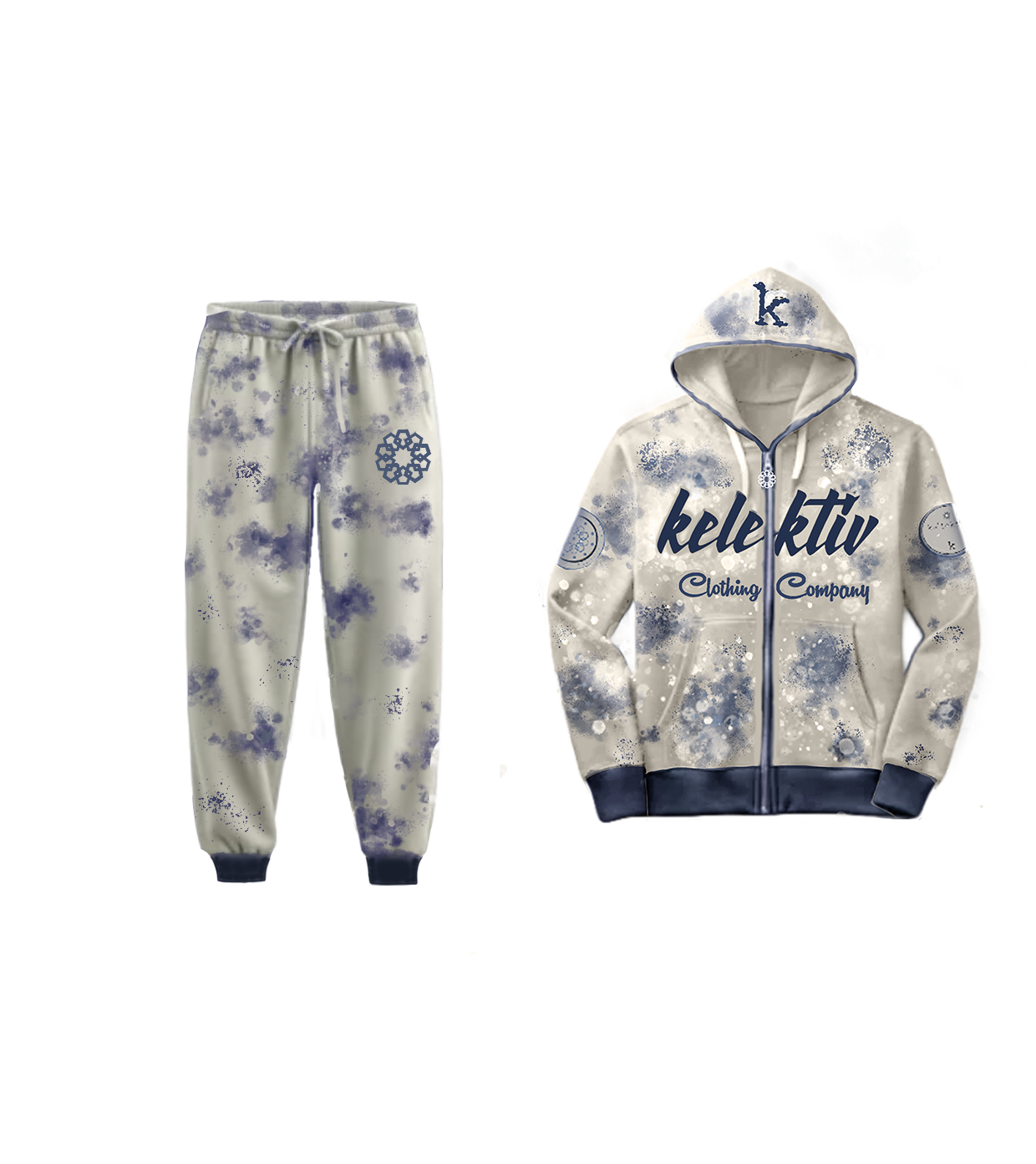 Adult Blue Acid Washed Jogger Set