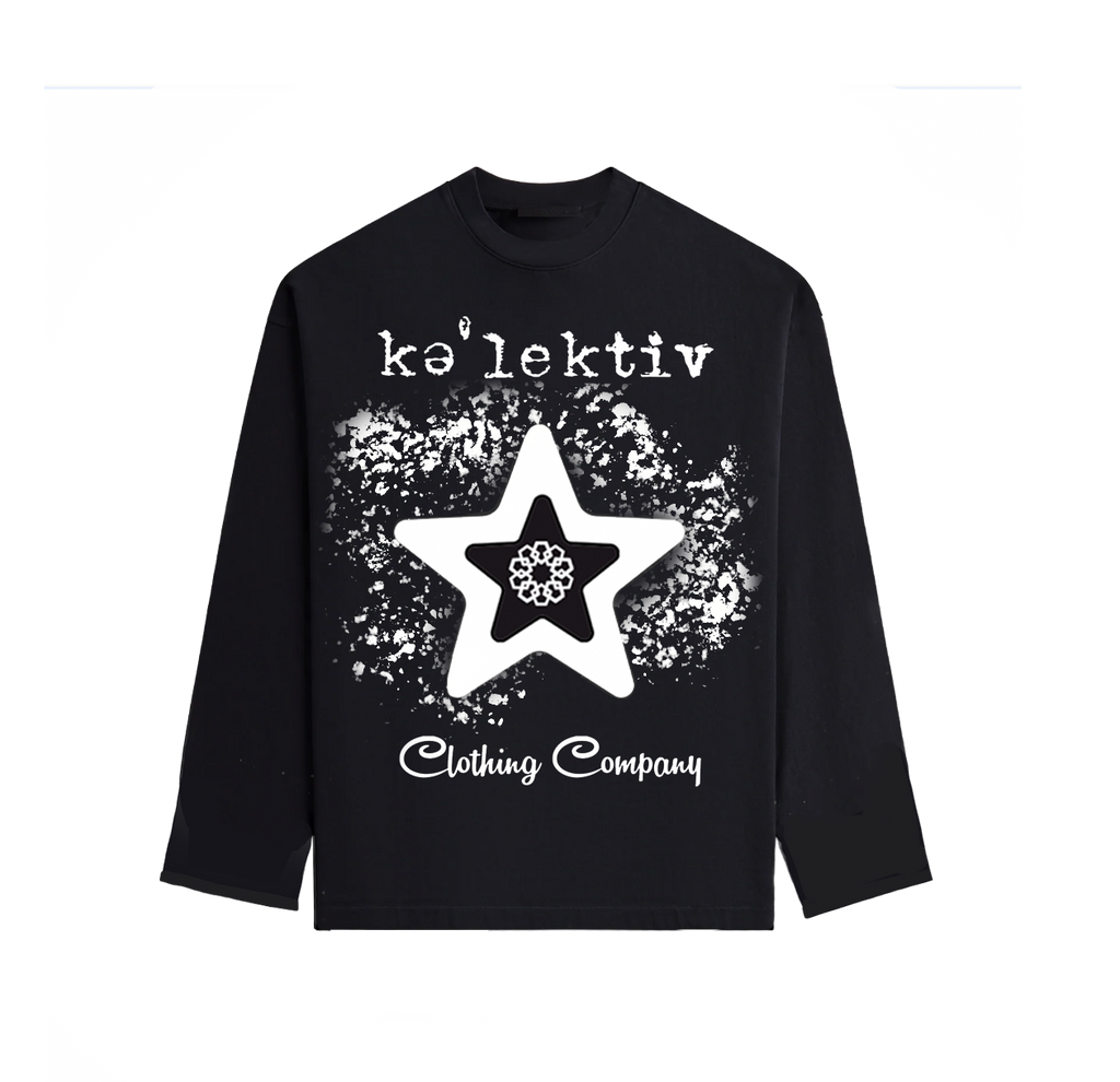 Kid's Black Long Sleeve Tee With Star On The Front