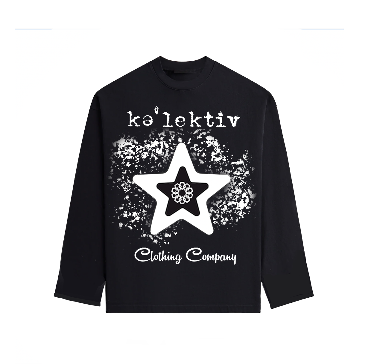 Kid's Black Long Sleeve Tee With Star On The Front