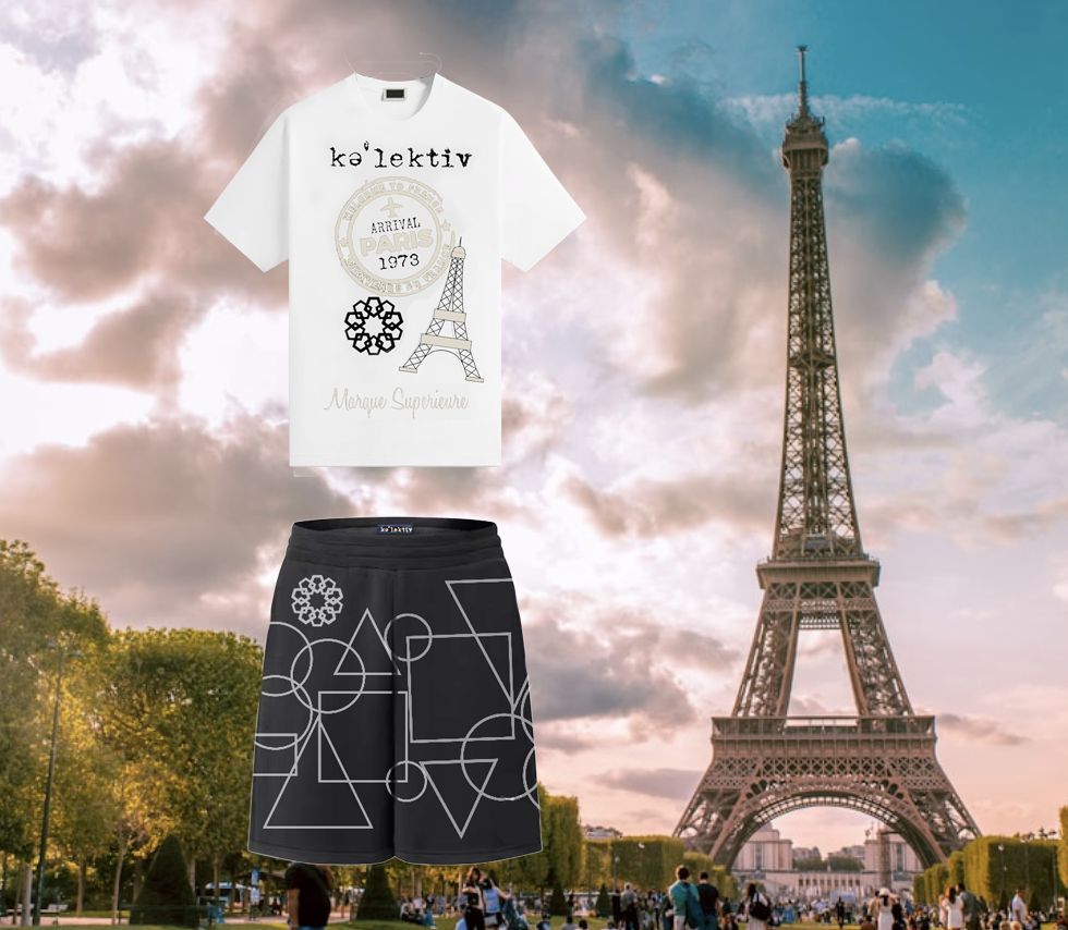 Adult White Tee With Paris Passport Print