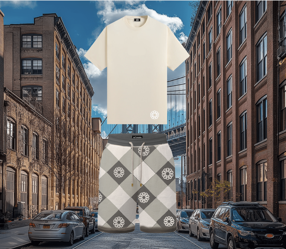 French Terry Plaid Motif Adult Shorts