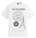 Adult White Tee with Paris Passport Print