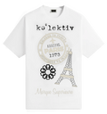 Adult White Tee With Paris Passport Print